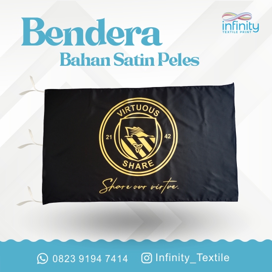 Bendera Bahan Satin Peles